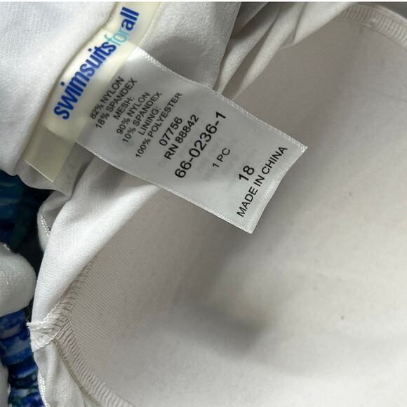 Swimsuits For All Blue One Piece Swimsuit Plus Size 18 - Picture 3 of 8